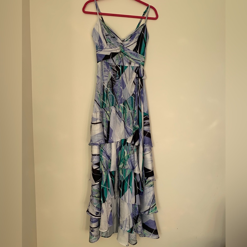 Asymmetrical floral maxi dress M,